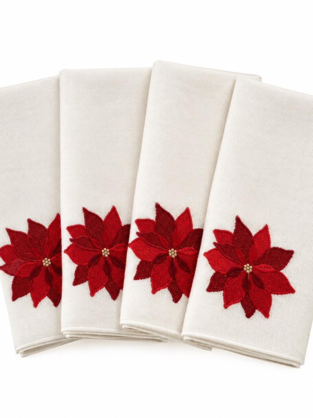 Elrene 4-Pc. Poinsettia Fabric Napkins Set, 17" × 17"